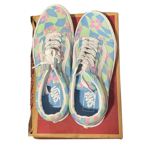 VANS: Old School Stac-Checkerboard Floral Blue/Pink - Picture 6 of 8